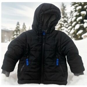 Rothschild Boys 18/24 Months Black Hooded Puffer Jacket Fleece Lined Winter Coat
